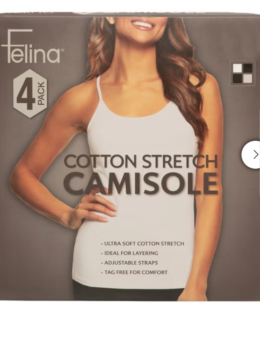 Felina Women's Cotton Stretch Camisole, 4-pack